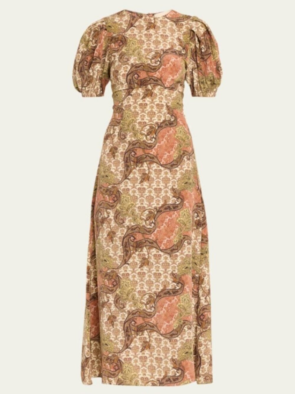 Ulla Johnson Calais Paisley Silk Puff Sleeve Midi Dress SIZE 4